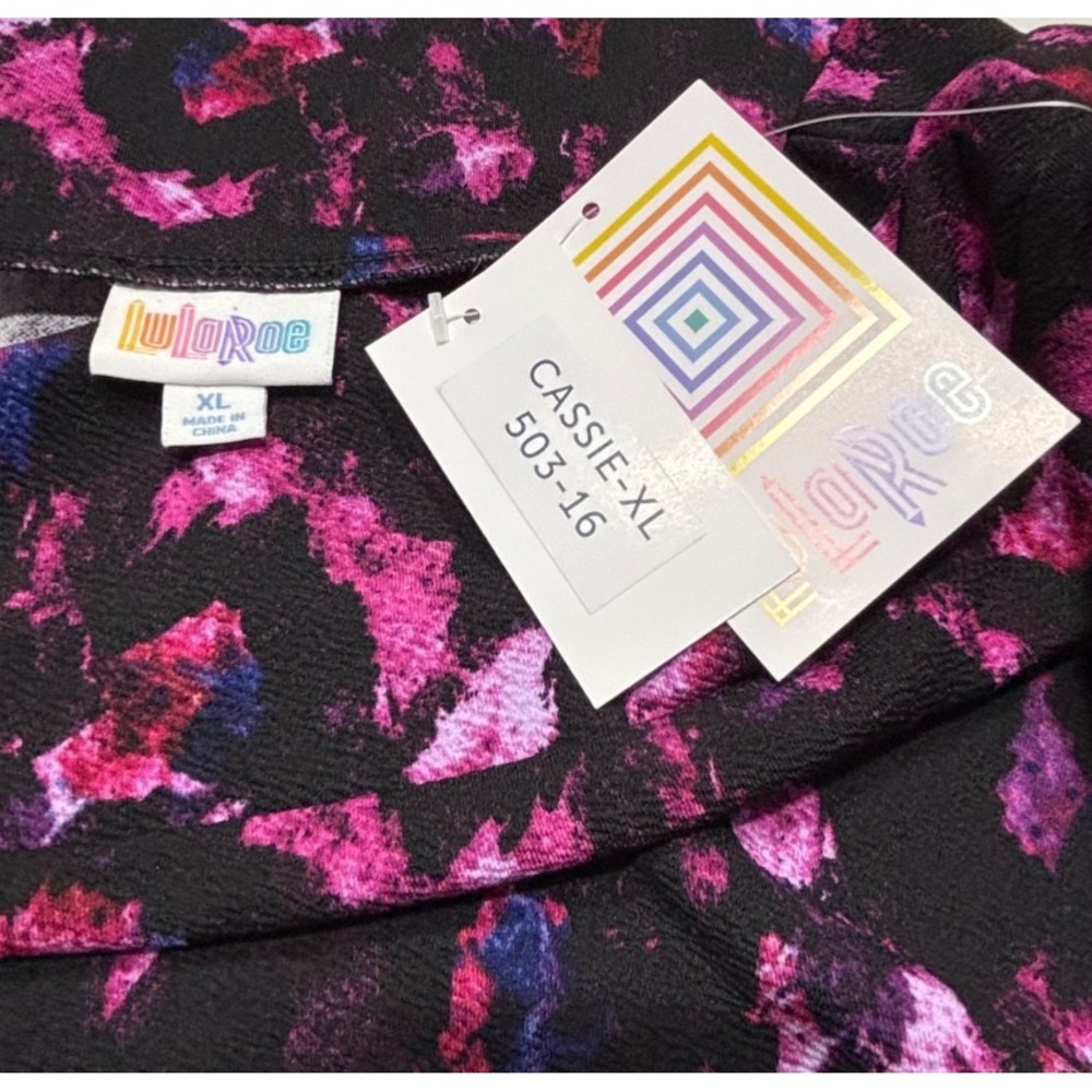 LuLaRoe Womens Skirt Size‎ XL Cassie Black Purple Pink Tie Dye Pencil NWT - Picture 3 of 5